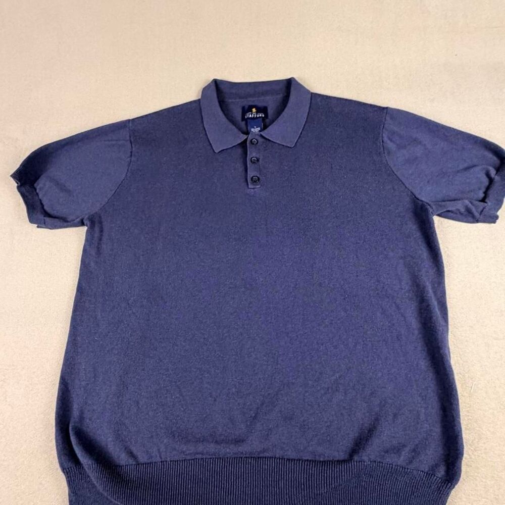 Stafford Men's Navy and Blue Polo-shirt